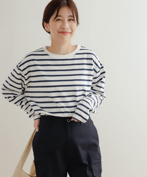 未使用タグ付URBAN RESEARCH日本製 レース×ボーダープルオーバー 1 セール】ボーダーワイドプルオーバー（Tシャツ/カットソー