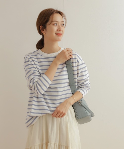 URBAN RESEARCH DOORS(アーバンリサーチドアーズ)の「ボーダーワイドプルオーバー(Tシャツ/カットソー・レディース・ブルー/ピンク/ミント/ネイビー・MEDIUM)」の21枚目の写真