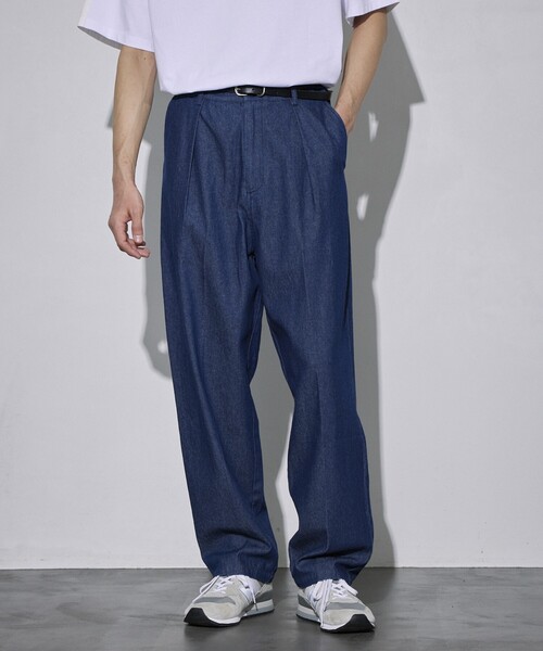 Firsthand（ファーストハンド）の「Firsthand/ファーストハンド オゾン加工デニムスラックス / タックテーパードデニムスラックス（デニムパンツ・メンズ・ブルー・L/M）」の17枚目の写真