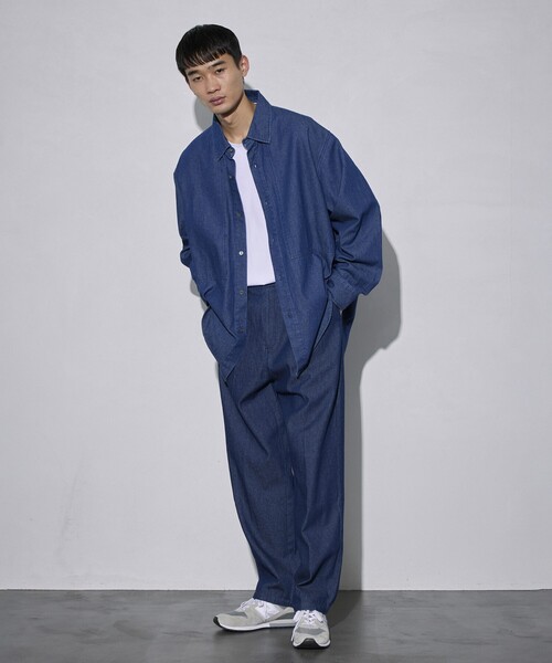 Firsthand（ファーストハンド）の「Firsthand/ファーストハンド オゾン加工デニムスラックス / タックテーパードデニムスラックス（デニムパンツ・メンズ・ブルー・L/M）」の11枚目の写真