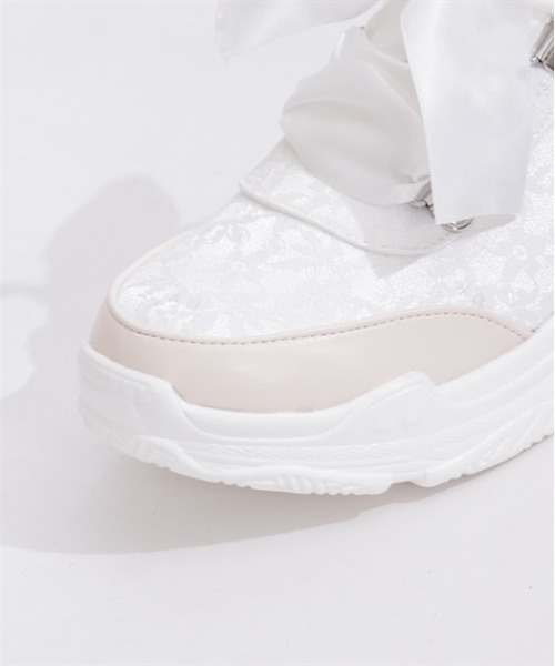 axes femme POETIQUE（アクシーズファムポエティック）の「サテンリボンスニーカー（スニーカー・レディース・ホワイト/ブラック・MEDIUM/LARGE）」の5枚目の写真