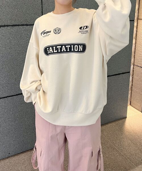 RETRO GIRL（レトロガール）の「ユニフォームトレーナー（Tシャツ/カットソー・レディース・ダークグレー/ダークブルー/ナチュラル・FREE）」の13枚目の写真