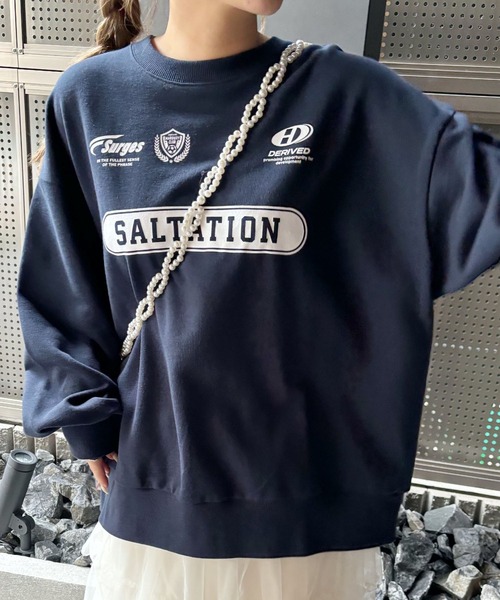 RETRO GIRL（レトロガール）の「ユニフォームトレーナー（Tシャツ/カットソー・レディース・ダークグレー/ダークブルー/ナチュラル・FREE）」の3枚目の写真