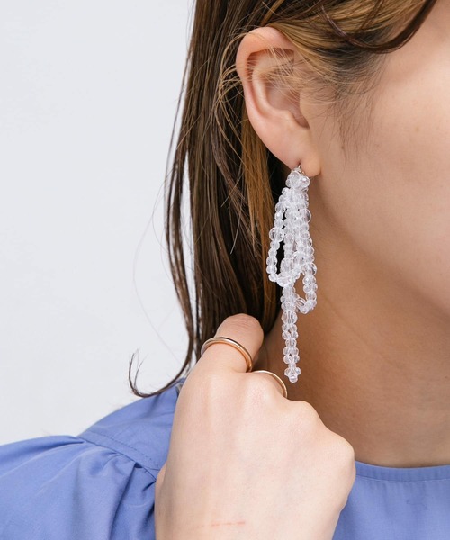 KBF（ケイビーエフ）の「リボンビーズピアス（ピアス（両耳用）・レディース・クリア/オレンジ・ONE）」の2枚目の写真