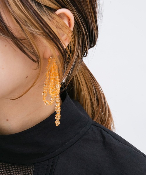 KBF（ケイビーエフ）の「リボンビーズピアス（ピアス（両耳用）・レディース・クリア/オレンジ・ONE）」の3枚目の写真