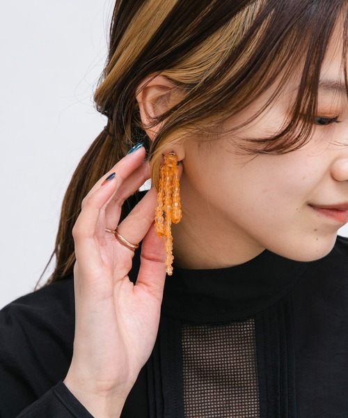 KBF（ケイビーエフ）の「リボンビーズピアス（ピアス（両耳用）・レディース・クリア/オレンジ・ONE）」の4枚目の写真