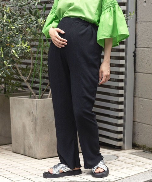 LEPSIM（レプシィム）の「【産前・産後対応】マタニティ／楊柳フレアパンツ　112871（マタニティウェア/グッズ・レディース・アイボリー/ブラック/ブラウン/イエロー・FREE）」の3枚目の写真