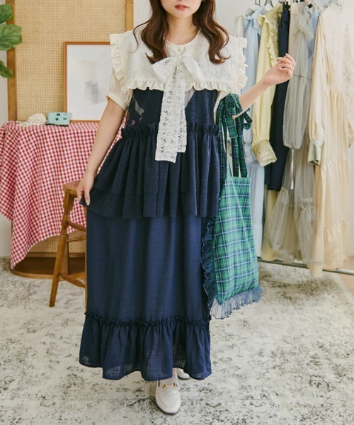 完売品 Dolce. VERYコラボ フーディーフリルベスト ネイビー