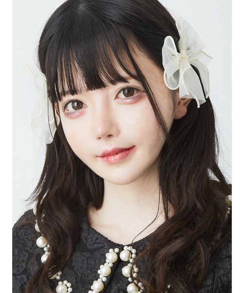 Ank Rouge(アンクルージュ)の「オーガンジーリボンピン(ヘアピン・レディース・ブラック/ホワイト・FREE)」の7枚目の写真