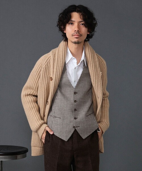 【セール】TAGLIATORE / 別注 ミックスファブリック ハウンドトゥース ジレ（ベスト）｜TAGLIATORE（タリアトーレ）