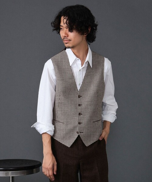 【セール】TAGLIATORE / 別注 ミックスファブリック ハウンドトゥース ジレ（ベスト）｜TAGLIATORE（タリアトーレ）