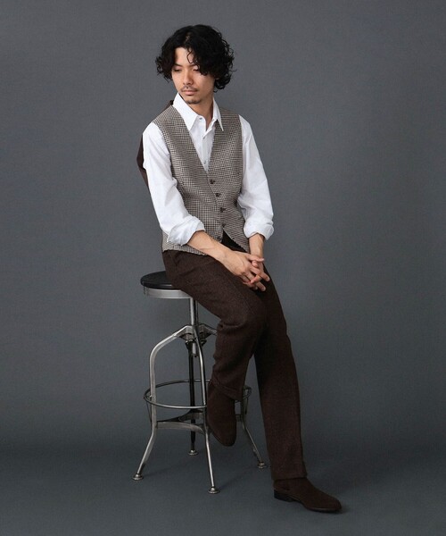 【セール】TAGLIATORE / 別注 ミックスファブリック ハウンドトゥース ジレ（ベスト）｜TAGLIATORE（タリアトーレ）