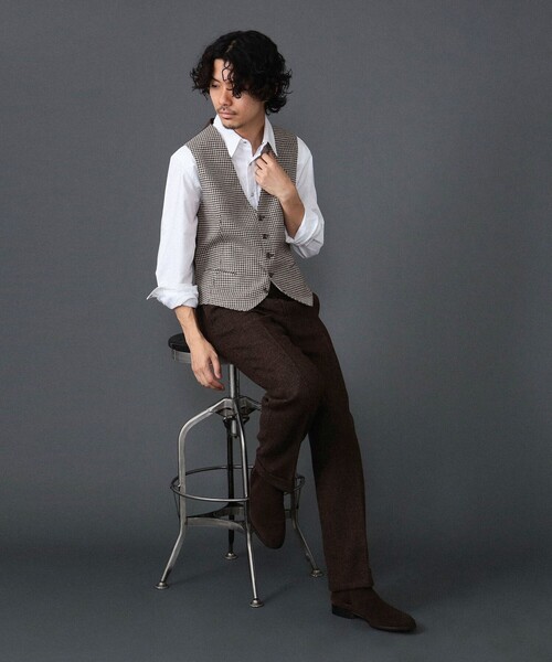 【セール】TAGLIATORE / 別注 ミックスファブリック ハウンドトゥース ジレ（ベスト）｜TAGLIATORE（タリアトーレ）