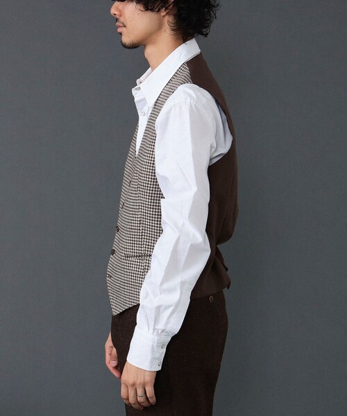 【セール】TAGLIATORE / 別注 ミックスファブリック ハウンドトゥース ジレ（ベスト）｜TAGLIATORE（タリアトーレ）