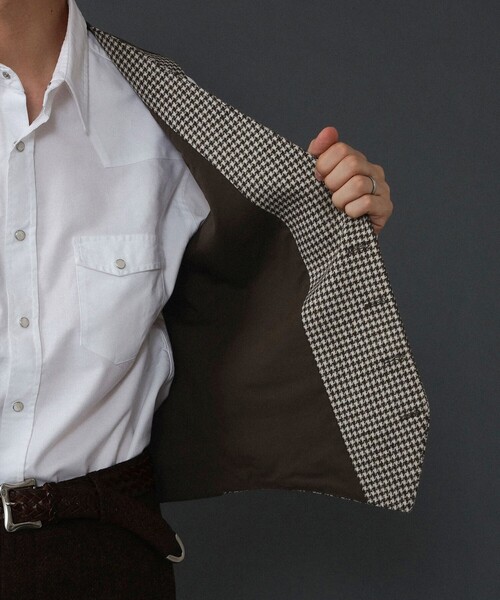 【セール】TAGLIATORE / 別注 ミックスファブリック ハウンドトゥース ジレ（ベスト）｜TAGLIATORE（タリアトーレ）