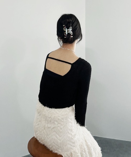 バックオープンシアーニット／back open summer knit 長袖
