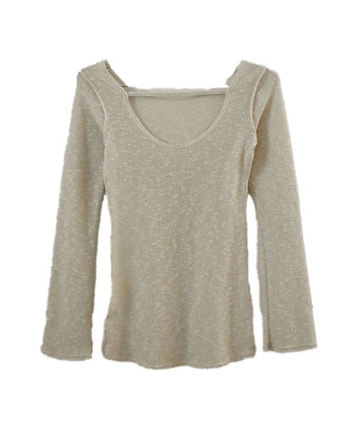 ニット セーター バックオープンシアーニット／back open summer knit 長袖 ロング丈 シアーニット ローゲージ メランジ 背中空き バックオープンシアーニット／back open summer knit 長袖