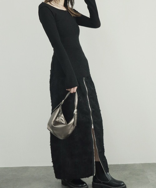 ニット セーター バックオープンシアーニット／back open summer knit 長袖 ロング丈 シアーニット ローゲージ メランジ 背中空き バックオープンシアーニット／back open summer knit 長袖