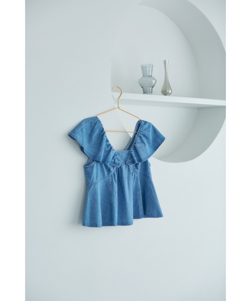 VIS（ビス）の「【セットアップ対応】デニムフリルブラウス【洗える】（シャツ/ブラウス・レディース・ホワイト系その他4/ブルー系その他3/ブルー系その他4・FREE）」の11枚目の写真