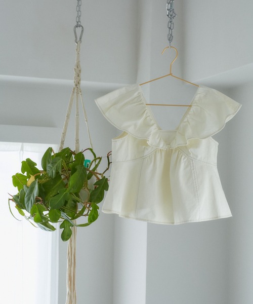 VIS（ビス）の「【セットアップ対応】デニムフリルブラウス【洗える】（シャツ/ブラウス・レディース・ホワイト系その他4/ブルー系その他3/ブルー系その他4・FREE）」の12枚目の写真