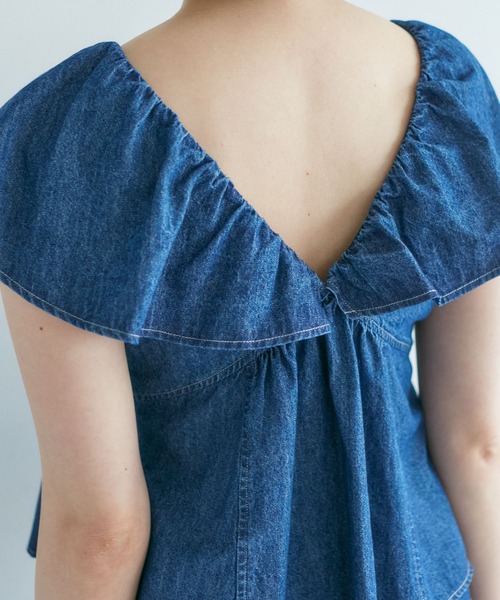 VIS（ビス）の「【セットアップ対応】デニムフリルブラウス【洗える】（シャツ/ブラウス・レディース・ホワイト系その他4/ブルー系その他3/ブルー系その他4・FREE）」の17枚目の写真