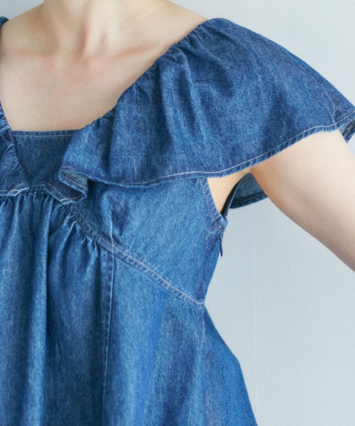 VIS（ビス）の「【セットアップ対応】デニムフリルブラウス【洗える】（シャツ/ブラウス・レディース・ホワイト系その他4/ブルー系その他3/ブルー系その他4・FREE）」の18枚目の写真
