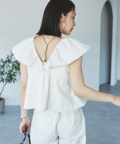 VIS（ビス）の「【セットアップ対応】デニムフリルブラウス【洗える】（シャツ/ブラウス・レディース・ホワイト系その他4/ブルー系その他3/ブルー系その他4・FREE）」の22枚目の写真