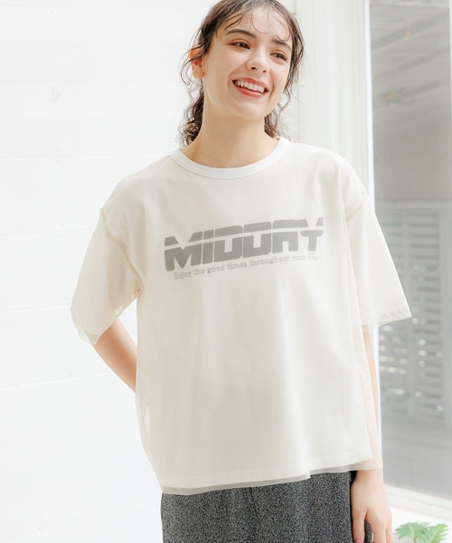 LAKOLE(ラコレ)の「チュールレイヤードTEE / 115391(Tシャツ/カットソー・レディース・ブラック/ライトブルー/オフホワイト・SMALL/MEDIUM)」の2枚目の写真