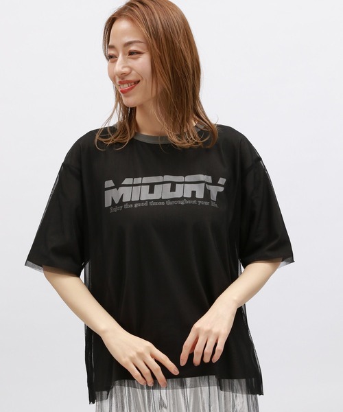 LAKOLE(ラコレ)の「チュールレイヤードTEE / 115391(Tシャツ/カットソー・レディース・ブラック/ライトブルー/オフホワイト・SMALL/MEDIUM)」の3枚目の写真