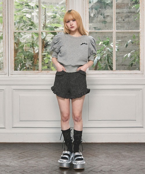 FickleBebe(フィクルベベ)の「サマーツイードフリルパンツ(その他パンツ・レディース・ピンク/ブラック/ブルーグレー・0/1)」の4枚目の写真