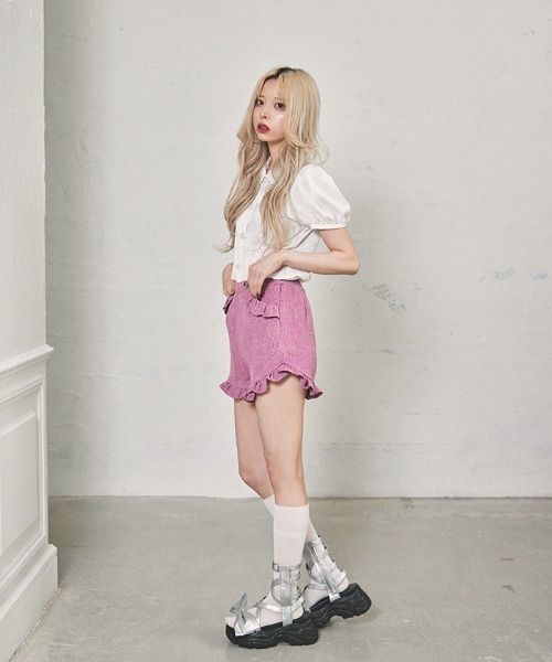 FickleBebe(フィクルベベ)の「サマーツイードフリルパンツ(その他パンツ・レディース・ピンク/ブラック/ブルーグレー・0/1)」の14枚目の写真