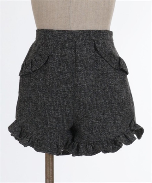 【タグつき未使用】ficklebebe ツイード フリル ショート パンツ タグつき未使用】ficklebebe ツイード フリル ショート パンツ