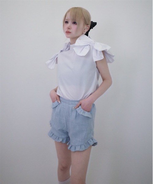 FickleBebe(フィクルベベ)の「サマーツイードフリルパンツ(その他パンツ・レディース・ピンク/ブラック/ブルーグレー・0/1)」の22枚目の写真