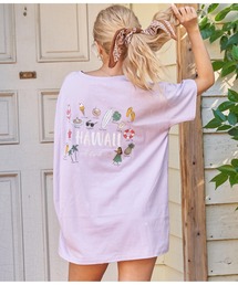 anap mimpi | ALOHA プリント×刺繍 コットン 半袖 ビッグ Tシャツ(Tシャツ/カットソー)