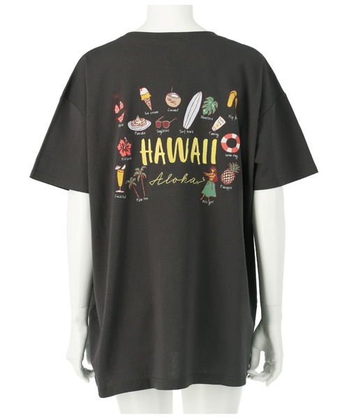 anap mimpi(アナップミンピ)の「ALOHA プリント×刺繍 コットン 半袖 ビッグ Tシャツ(Tシャツ/カットソー・レディース・ホワイト/ダークグレー/ラベンダー・FREE)」の11枚目の写真