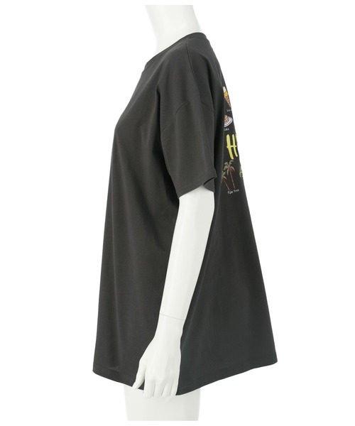 anap mimpi(アナップミンピ)の「ALOHA プリント×刺繍 コットン 半袖 ビッグ Tシャツ(Tシャツ/カットソー・レディース・ホワイト/ダークグレー/ラベンダー・FREE)」の10枚目の写真