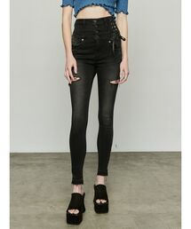 EMODA | アシンメトリーレースアップハイウエストパギンス(デニムパンツ)