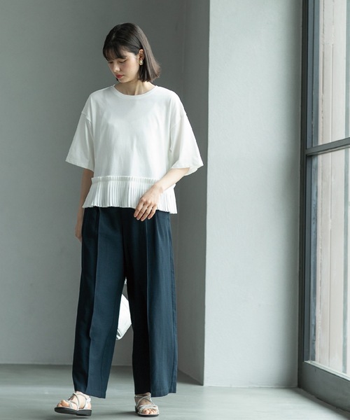 OPAQUE.CLIP(オペークドットクリップ)の「◆プリーツデザインドッキングトップス【洗濯機洗い可】(Tシャツ/カットソー・レディース・ブラック/ホワイト/ネイビー・36/38/40/42)」の12枚目の写真