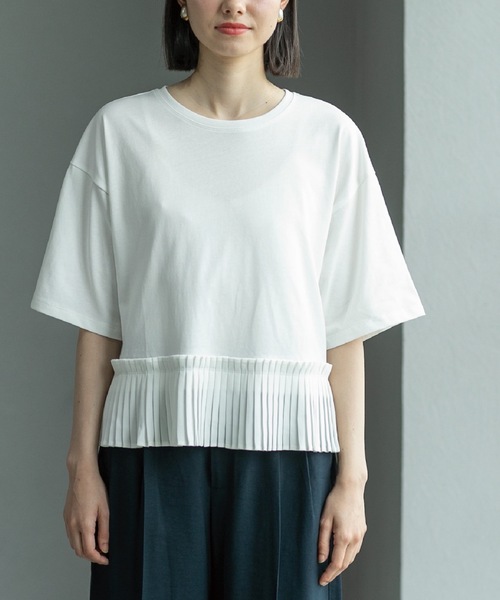 OPAQUE.CLIP(オペークドットクリップ)の「◆プリーツデザインドッキングトップス【洗濯機洗い可】(Tシャツ/カットソー・レディース・ブラック/ホワイト/ネイビー・36/38/40/42)」の21枚目の写真