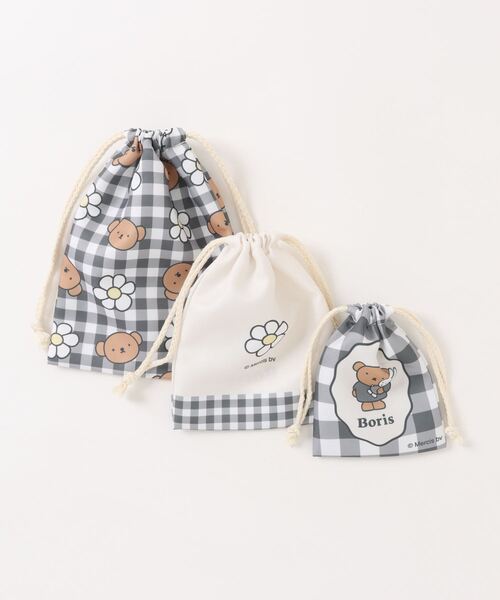 Miffy( ミッフィー)の「miffy/ミッフィー 3P巾着 ギンガムシリーズ(ポーチ・レディース・レッド/グレー・ONE SIZE)」の6枚目の写真
