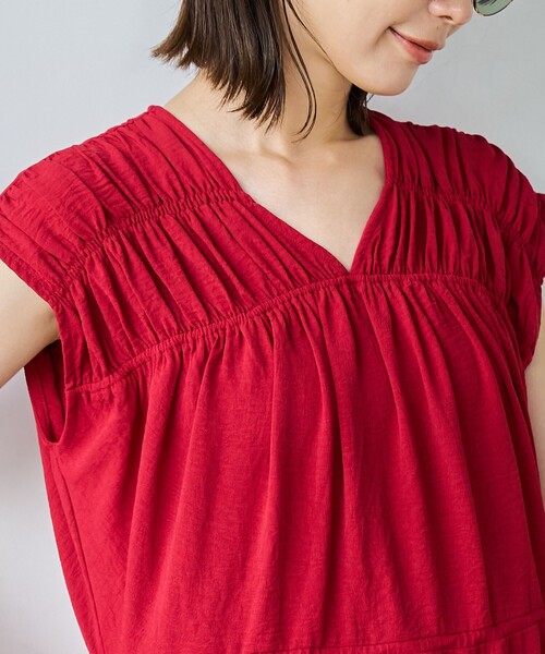 coen（コーエン）の「【RONEL】ギャザーVネックフレアワンピース（ワンピース・レディース・ブラック/ベージュ/レッド・S/M）」の18枚目の写真