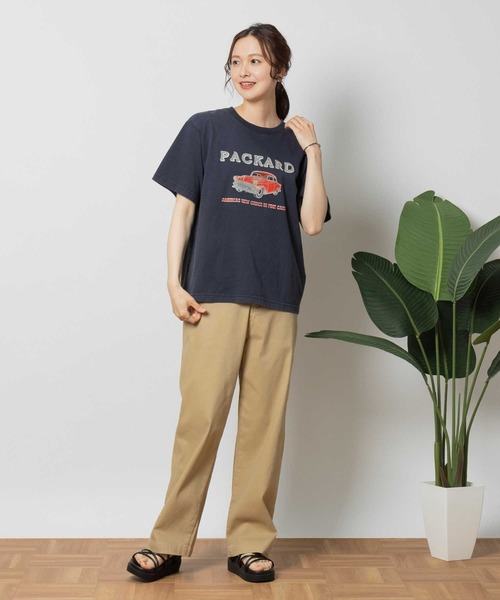 Right-on(ライトオン)の「Other(ソノタ)【レディース】カラーフロッキーTシャツ(Tシャツ/カットソー・レディース・ネイビー・M/L/XL)」の4枚目の写真
