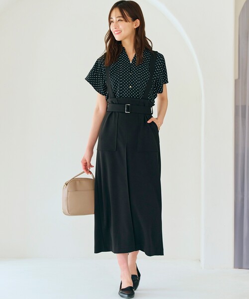 grove(グローブ)の「◆取り外しサス付きタックベイカースカート(スカート・レディース・キャメル/ブラック・02/03/01/04/05)」の2枚目の写真