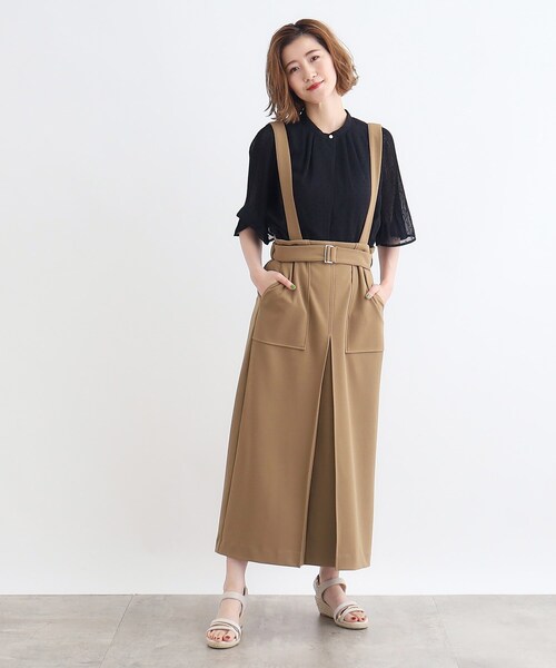 grove(グローブ)の「◆取り外しサス付きタックベイカースカート(スカート・レディース・キャメル/ブラック・02/03/01/04/05)」の19枚目の写真