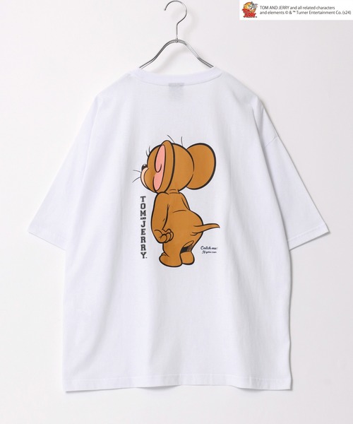 Tom＆Jerry（トムアンドジェリー）の「Tom and Jerry/トムとジェリー キャラクター ワンポイントロゴ刺繍  バックプリント オーバーサイズ半袖Ｔシャツ レディース メンズ（Tシャツ/カットソー・レディース・ホワイト系その他/ホワイト系その他2/ブラック系その他/ホワイト/ブラック系その他2/ブラック/ブラック系その他3/ホワイト系その他4/ブルー系その他/ホワイト系その他3・L/M）」の14枚目の写真