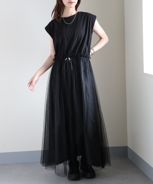 MAISON BREEZE（メゾンブリーズ）の「【MAISON BREEZE】天竺×チュールドッキングOP 224-567-2773 DTK（ワンピース・レディース・ホワイト/チャコールグレー/ブラック・FREE）」の10枚目の写真