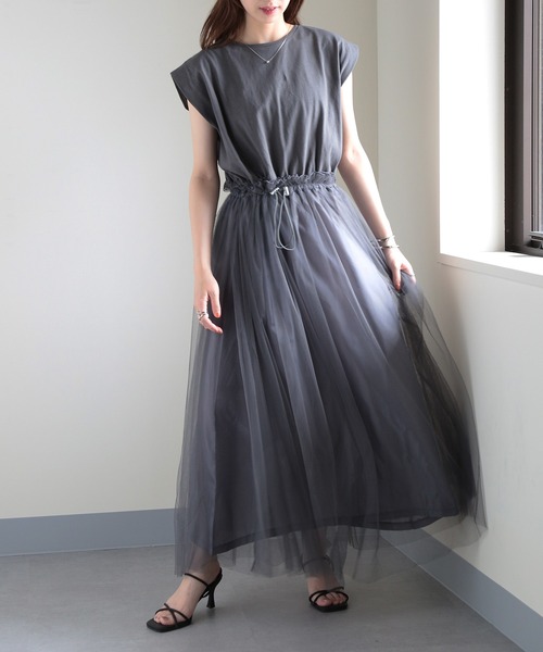 MAISON BREEZE（メゾンブリーズ）の「【MAISON BREEZE】天竺×チュールドッキングOP 224-567-2773 DTK（ワンピース・レディース・ホワイト/チャコールグレー/ブラック・FREE）」の13枚目の写真
