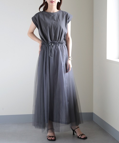 MAISON BREEZE（メゾンブリーズ）の「【MAISON BREEZE】天竺×チュールドッキングOP 224-567-2773 DTK（ワンピース・レディース・ホワイト/チャコールグレー/ブラック・FREE）」の14枚目の写真