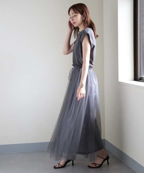 MAISON BREEZE（メゾンブリーズ）の「【MAISON BREEZE】天竺×チュールドッキングOP 224-567-2773 DTK（ワンピース・レディース・ホワイト/チャコールグレー/ブラック・FREE）」の15枚目の写真