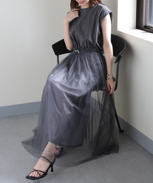 MAISON BREEZE（メゾンブリーズ）の「【MAISON BREEZE】天竺×チュールドッキングOP 224-567-2773 DTK（ワンピース・レディース・ホワイト/チャコールグレー/ブラック・FREE）」の17枚目の写真